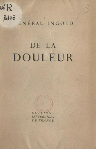 De la douleur - François Ingold - FeniXX réédition numérique