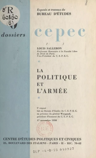 La politique et l'armée - Louis Salleron - FeniXX réédition numérique