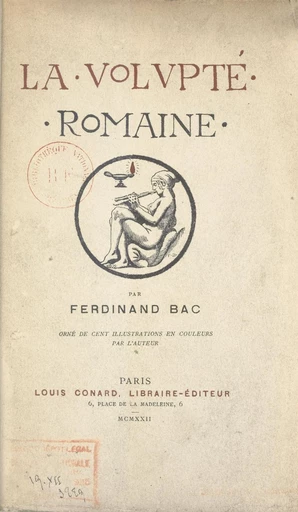 La volupté romaine - Ferdinand Bac - FeniXX réédition numérique