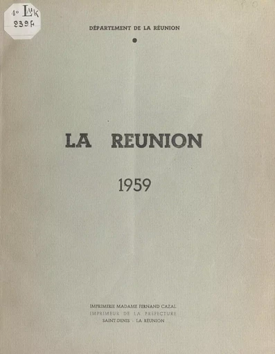 La Réunion, 1959 -  Département de La Réunion - FeniXX réédition numérique