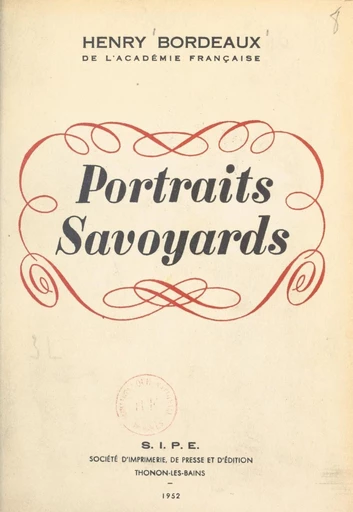 Portraits savoyards - Henry Bordeaux - FeniXX réédition numérique