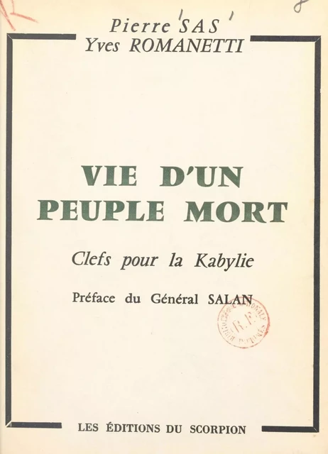 Vie d'un peuple mort - Yves Romanetti, Pierre Sas - FeniXX réédition numérique