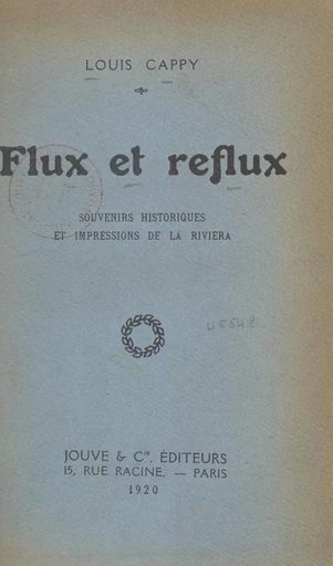 Flux et reflux - Louis Cappatti - FeniXX réédition numérique