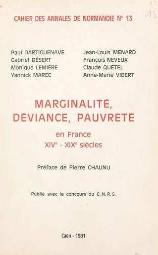 Marginalité, déviance, pauvreté - Paul Dartiguenave, Gabriel Désert - FeniXX réédition numérique