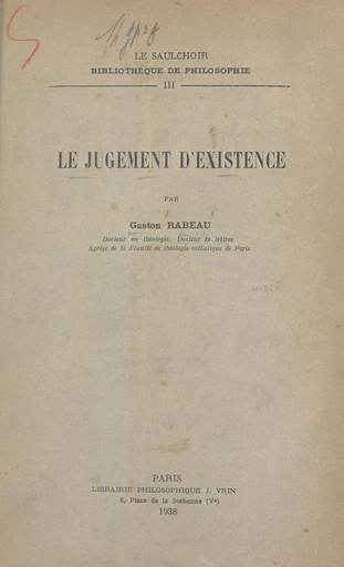 Le jugement d'existence - Gaston Rabeau - FeniXX réédition numérique