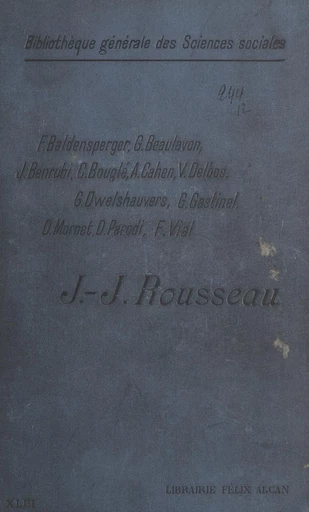 Jean-Jacques Rousseau - Fernand Baldenne, Georges Beaulavon, Isaak Benrubi - FeniXX réédition numérique