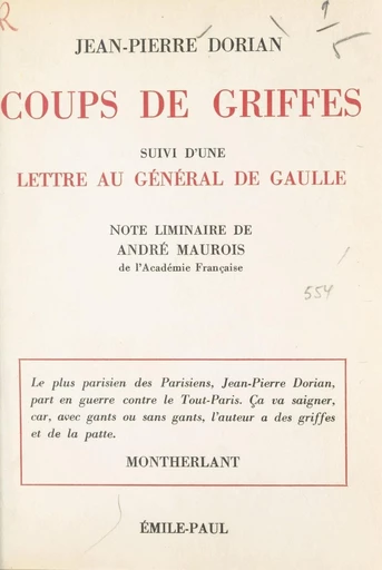 Coups de griffes - Jean-Pierre Dorian - FeniXX réédition numérique