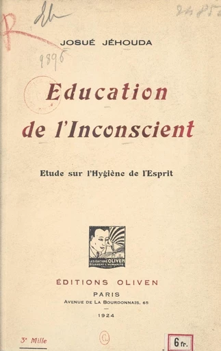 Éducation de l'inconscient - Josué Jéhouda - FeniXX réédition numérique