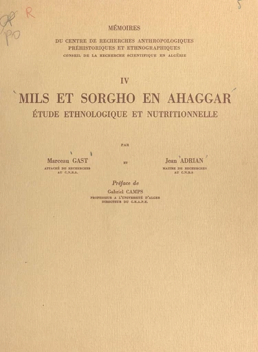 Mils et sorgho en Ahaggar - Jean Adrian, Marceau Gast - FeniXX réédition numérique