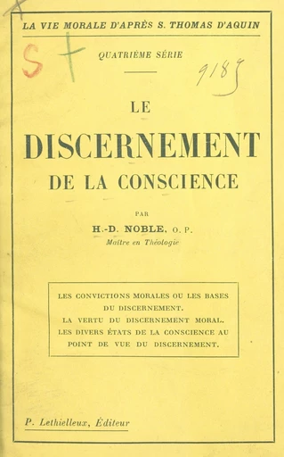 Le discernement de la conscience - Henri-Dominique Noble - FeniXX réédition numérique