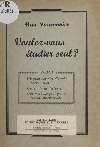 Voulez-vous étudier seul ? - Max Fauconnier - FeniXX réédition numérique