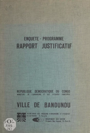 Ville de Bandundu -  Secrétariat des missions d'urbanisme et d'habitat,  Société centrale pour l'équipement du territoire - FeniXX réédition numérique