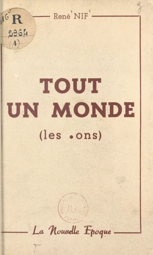 Tout un monde - René Nif - FeniXX réédition numérique