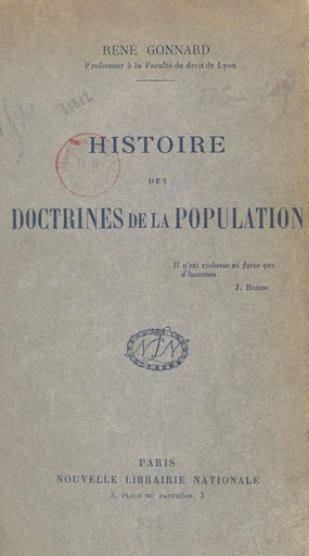 Histoire des doctrines de la population - René Gonnard - FeniXX réédition numérique