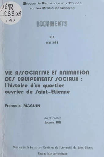 Vie associative et animation des équipements sociaux - François Maguin - FeniXX réédition numérique