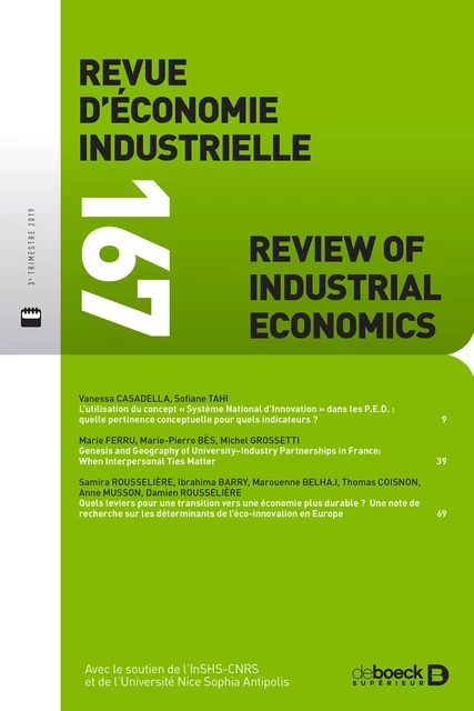 Revue d'économie industrielle -  Collectif - Revues De Boeck Supérieur