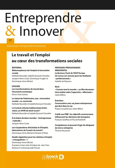 Entreprendre & Innover -  Collectif - Revues De Boeck Supérieur