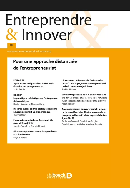 Entreprendre & Innover -  Collectif - Revues De Boeck Supérieur