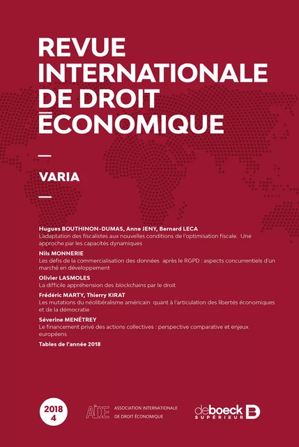 Revue internationale de droit économique -  Collectif - Revues De Boeck Supérieur