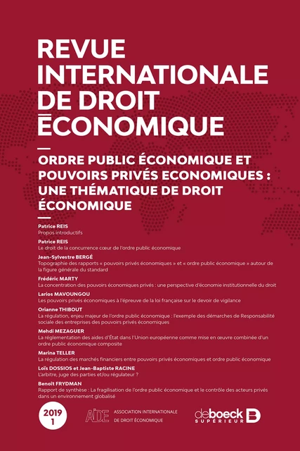 Revue internationale de droit économique -  Collectif - Revues De Boeck Supérieur