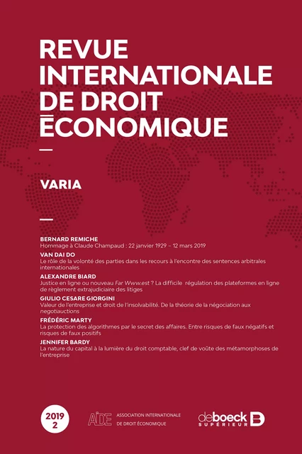 Revue internationale de droit économique -  Collectif - Revues De Boeck Supérieur