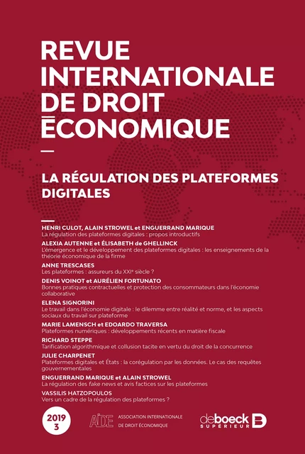 Revue internationale de droit économique -  Collectif - Revues De Boeck Supérieur