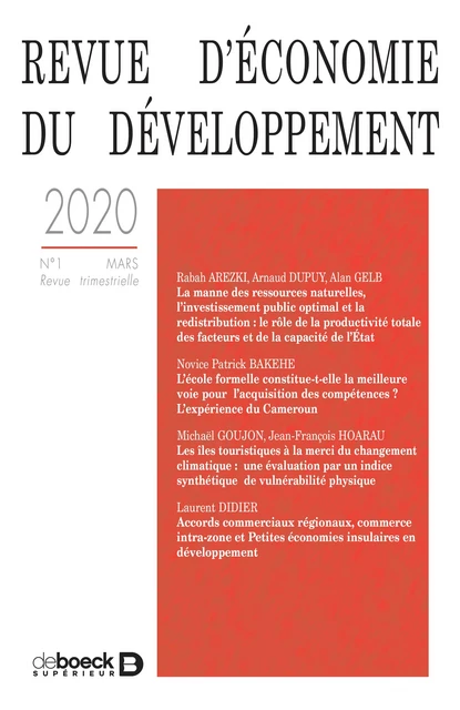 Revue d'économie du développement -  Collectif - Revues De Boeck Supérieur