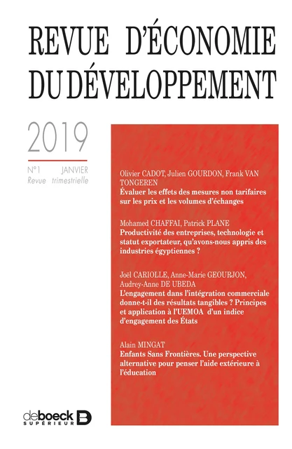 Revue d'économie du développement -  Collectif - Revues De Boeck Supérieur