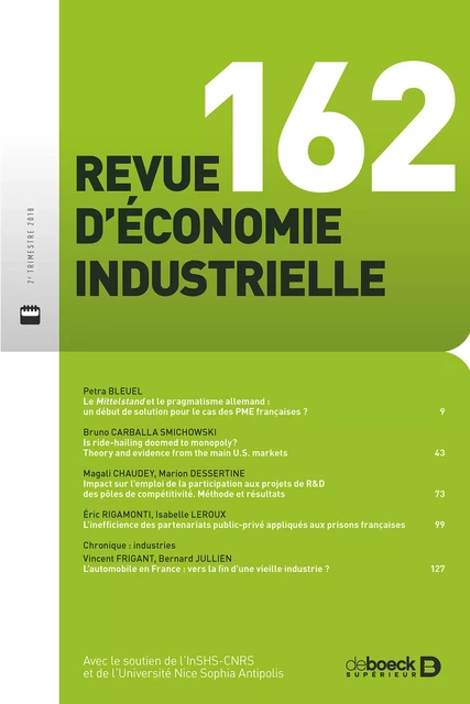 Revue d'économie industrielle -  Collectif - Revues De Boeck Supérieur