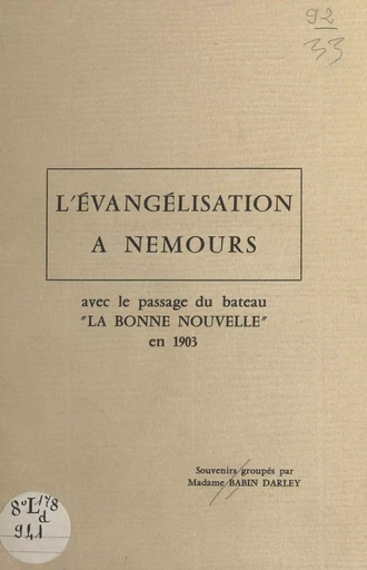 L'évangélisation à Nemours - Jeanne Babin Darley - FeniXX réédition numérique