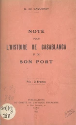 Note pour l'histoire de Casablanca et de son port