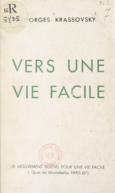 Vers une vie facile - Georges Krassovsky - FeniXX réédition numérique