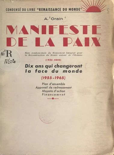 Manifeste de la paix - Aristide Orain - FeniXX réédition numérique