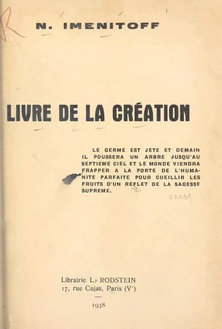 Livre de la création - N. Imenitoff - FeniXX réédition numérique