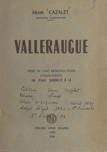 Valleraugue - Henri Cazalet - FeniXX réédition numérique