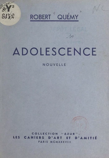 Adolescence - Robert Quémy - FeniXX réédition numérique