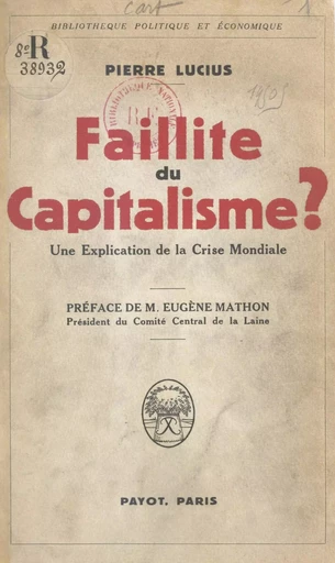 Faillite du capitalisme ? - Pierre Lucius - FeniXX réédition numérique