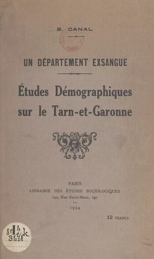 Un département exsangue - S. Canal - FeniXX réédition numérique