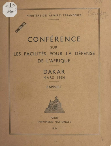 Conférence sur les facilités pour la défense de l'Afrique -  Collectif - FeniXX réédition numérique