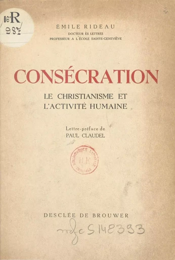 Consécration - Émile Rideau - FeniXX réédition numérique