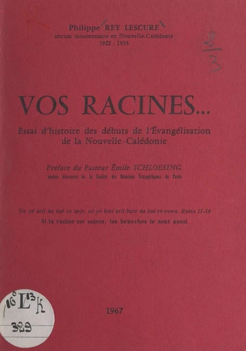 Vos racines - Philippe Rey Lescure - FeniXX réédition numérique