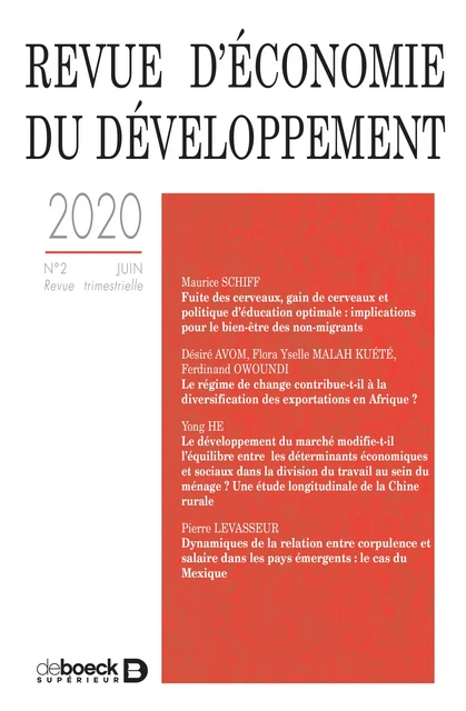 Revue d'économie du développement -  Collectif - Revues De Boeck Supérieur