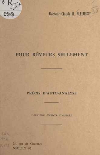 Pour rêveurs seulement - Claude Bernard Fleuriot - FeniXX réédition numérique