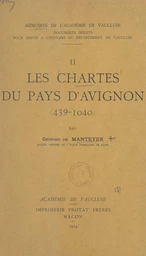 Les chartes du pays d'Avignon, 439-1040