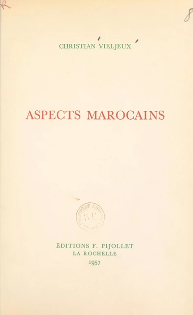 Aspects marocains - Christian Vieljeux - FeniXX réédition numérique