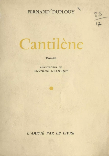 Cantilène - Fernand Duplouy - FeniXX réédition numérique