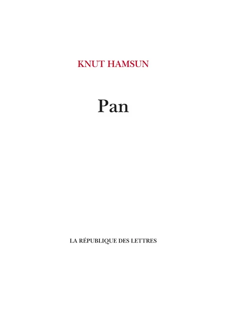 Pan - Knut Hamsun - République des Lettres