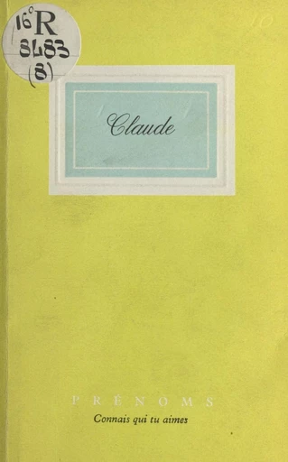 Claude - François Sentein - FeniXX réédition numérique