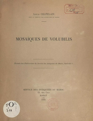 Mosaïques de volubilis - Louis Chatelain - FeniXX réédition numérique