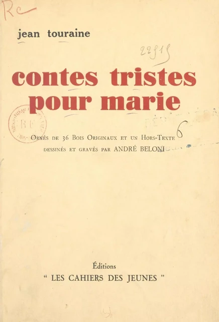 Contes tristes pour Marie - Jean Touraine - FeniXX réédition numérique